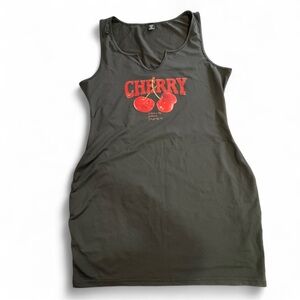 Cherry Graphic Black Dress!